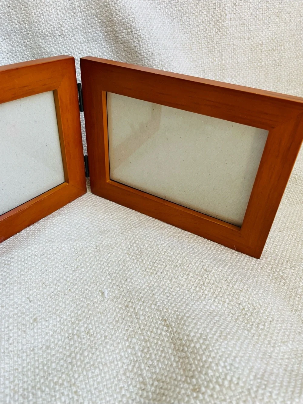 Vintage Double Hinged Wood Picture Frame Warm Brown Fits 4x6
